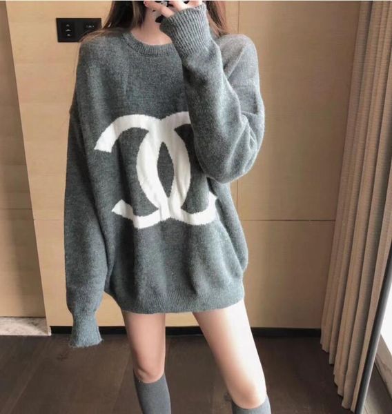 

2020 new autumn/winter knitting large size hoodie large logo letters black and white jacquard pulsets ing, White;black