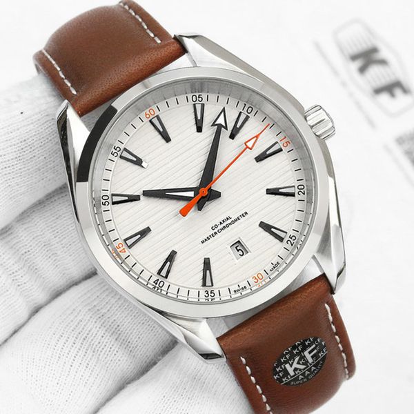 

watch fashion leather mens mechanical automatic men watches 150m movement watch folding watches clasp wristwatches, Slivery;brown