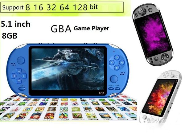 

x12 handheld game player 8gb memory portable video game consoles with camera 5.1 inch color screen support tf card 32gb mp3 mp4 player dhl