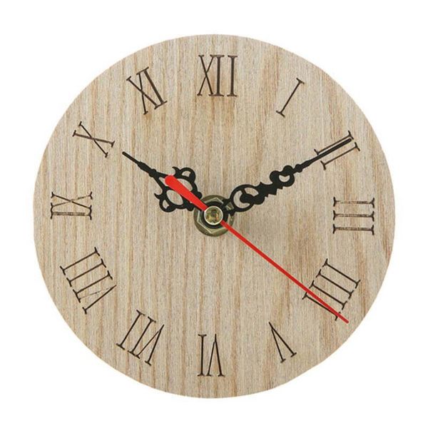 

bedroom small decoration living room numerals quartz quiet wooden round home retro office wall clock vintage style