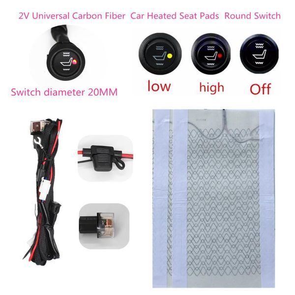 

12vcarbon fiber universal heated seat heating heater pads car high/low round switch heater warmer cars seat heating quickly send