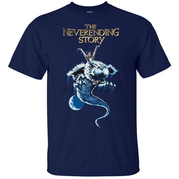 

the neverending story 1984 movie poster navy t shirt 100% cotton sizes s 3xl o neck short sleeves boy cotton men
