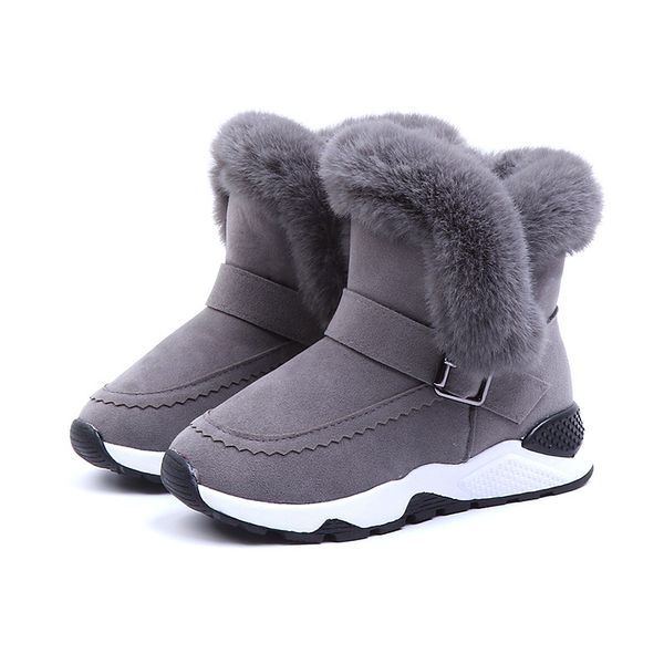 

boots selling children 2021 winter plush warm boys and girls snow fashion soft bottom antislip kids baby sneakers, Black;grey