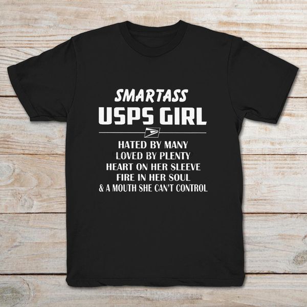 

smartass usps girl hated by many loved by plenty heart t-shirt