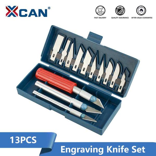 

xcan engraving knife set 13pcs for multi-purpose crafts art cutting tools with 3 knives 10 blade carving tools