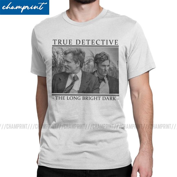 

true detective the long bright dark t shirts men pure cotton vintage t-shirts round collar mcconaughey tv series tees