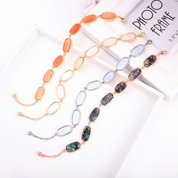 

balanbiu unique 4 colors geometric acrylic block bracelets for women party gifts three-tone alloy chains 2020 fashion accessory, Black