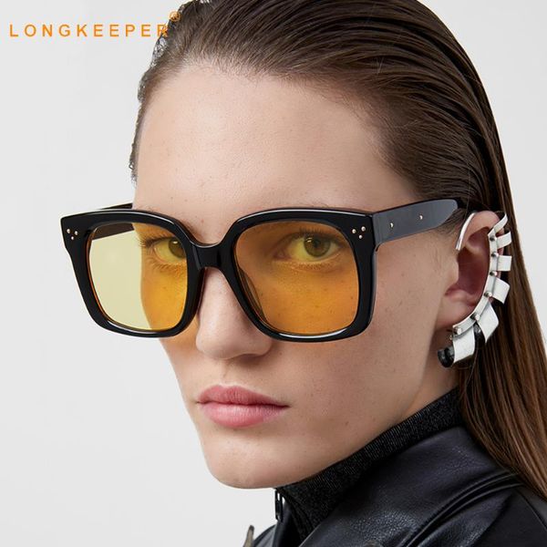 

sunglasses 2021 brand design square women men vintage rivet sun glasses fashion big frame party shades uv400 gafas de sol hombre, White;black