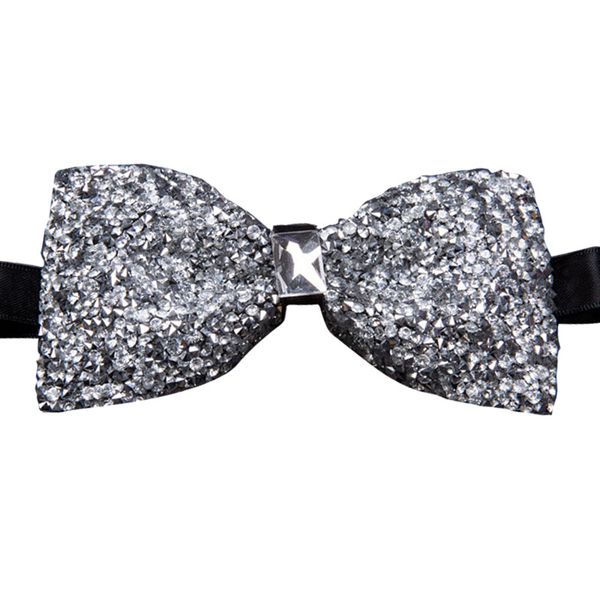 

bow ties korea men's rhinestone wedding groom's luxury banquet super flash crystal bowtie white shirt formal dress accessories 202, Black;gray
