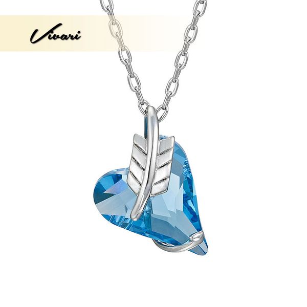 

вивари женские элегантные ювелирные изделия аксессуары blue heart кристалл камень ожерелье мода, Silver