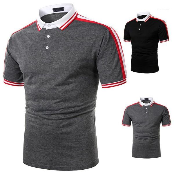 

polos casual turn-down collar polos males clothing men designer patchwork polos fashion natural color short sleeve, White;black