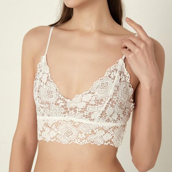 

bras women hollow out bralette solid color black white lace bra underwear vest female add pad wireless seamless lingerie, Red;black