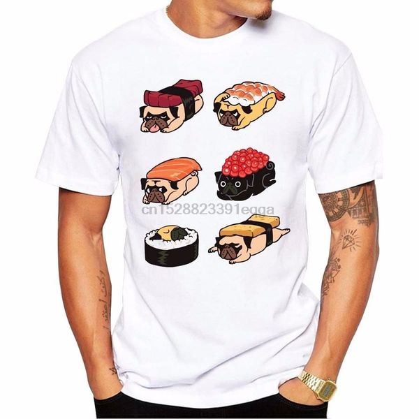 

harajuku sushi dogs cute pug design men casual short sleeve t-shirt tee croatia cat