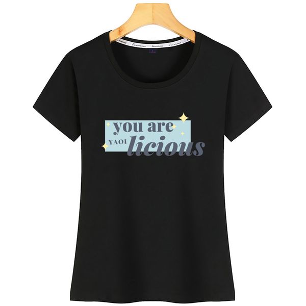 

топы тенниска женщины you are yaoi licious casual черный хлопок tshirt
