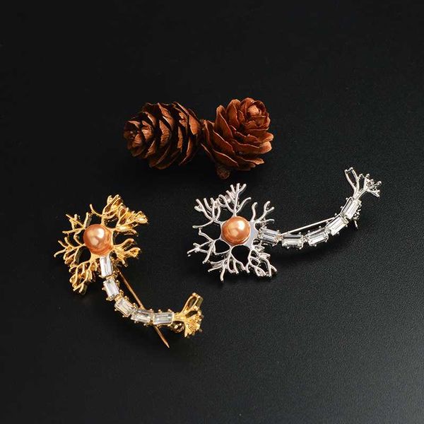 

pins, brooches neuron pin with pink pearl zircon badges jewelry neurology chemistry gift for hospitals nerve doctors, Gray