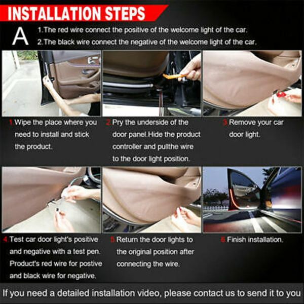 

safety car light 0.3cm thickness 2x car door signal light strip strobe