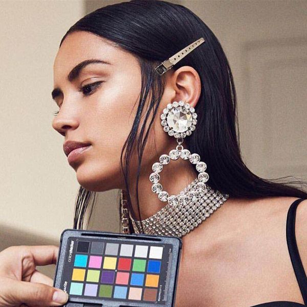 

dangle & chandelier boutique super shiny crystal gems circle big earrings for women jewelry fashion show statement accessories, Silver