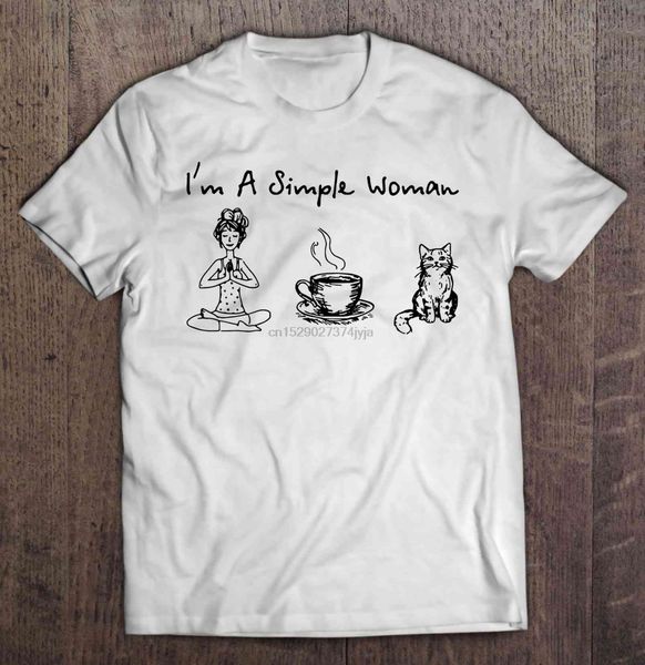 

men funny t shirt fashion tshirt i'm a simple woman i like yoga coffee and cat women t-shirt