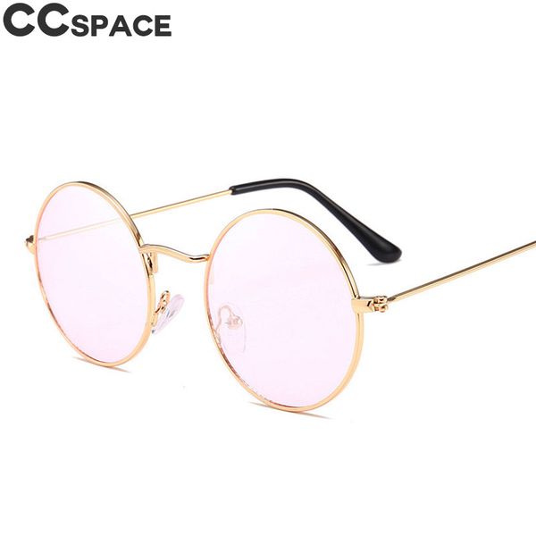 

47820 transparent pink women ocean color lens round sunglasses men uv400 metal frame circle glasses beautiful accessories, White;black