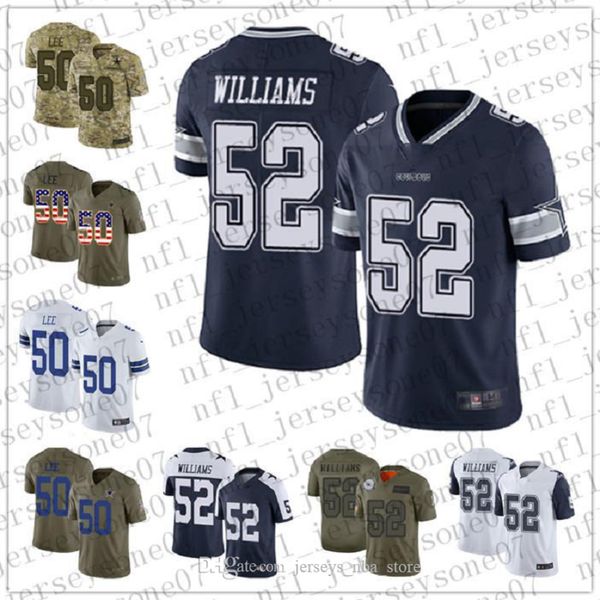 

custom mens women youth dallas cowboys 50 sean lee 52 connor williams blue football 100th season vapor limited jersey, Black