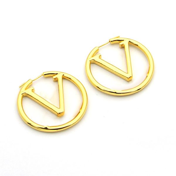 

women gold stud letter v hoop earrings stainless steel designer jewelry cube long chains earings fashion elegant bijoux gift for party, Golden;silver