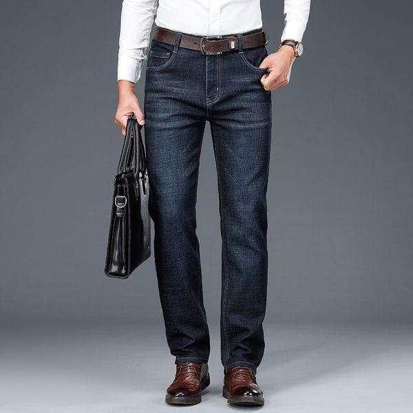 

2020 autumn new business jeans men classic style dark blue cotton stretch denim pants male straight brand trousers