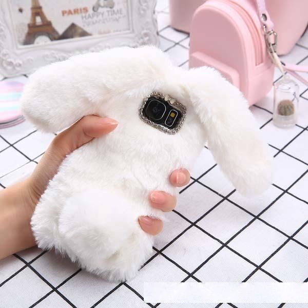 

fluffy rabbit fur silicone phone cases for iphone x 8 7 6s plus samsung galaxy s9 s8 plus s7 s6 edge case bling back cover shell