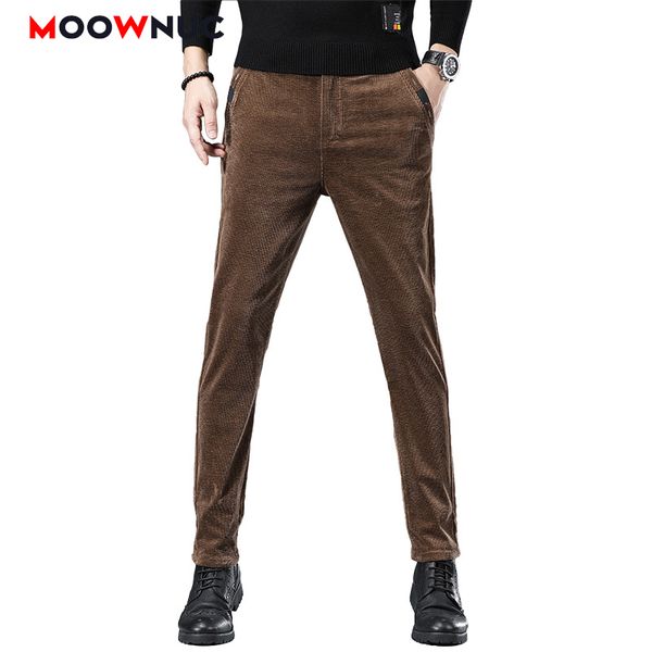 

men's fashion pants casual trousers corduro slim male full length sweatpant 2020 new autumn winter hombre suit pants moownuc, Black