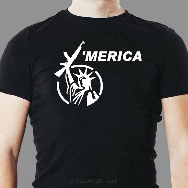 

merica статуя свободы пистолет с коротким рукавом рубашки мужские футболки мода 2019