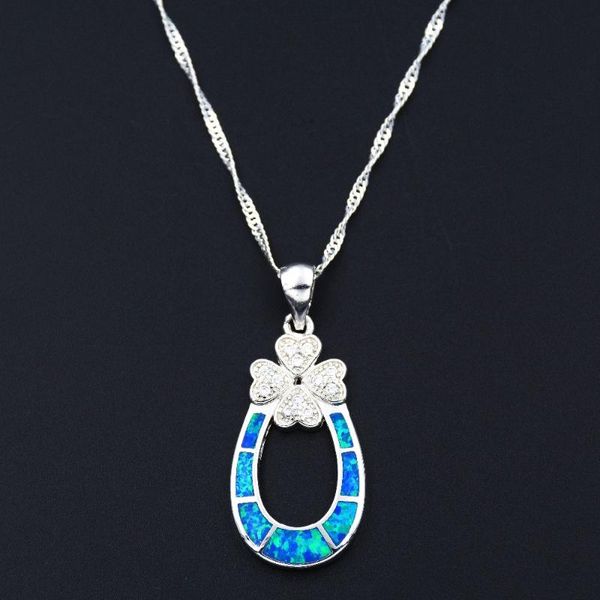

chains lovely aquarius themed ocean blue fire opal pendant necklace, Silver