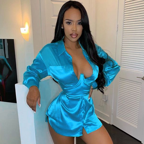 

sexy hot clubwear женщины атласное платье глубокий v шеи bodycon бальные платья осень с длинным рукавом шелкового платья мини корсет пояс с, Black;gray