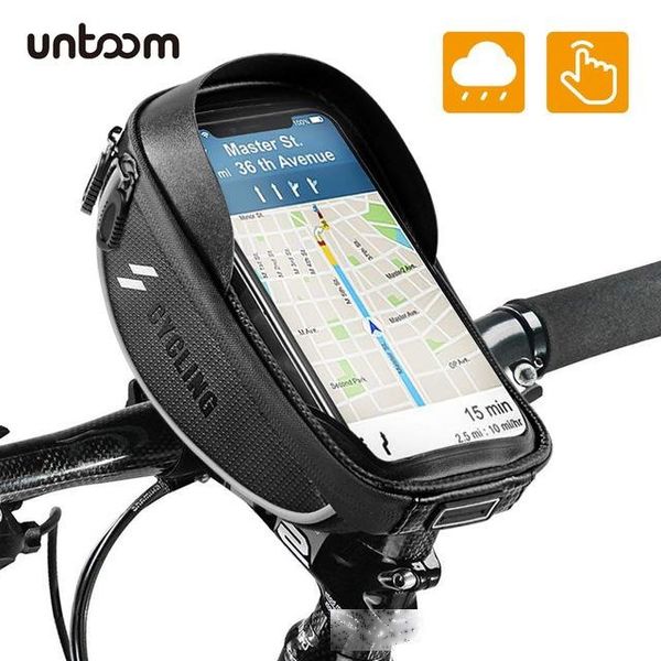 

phone holders & stands bike bicycle phone mount bag waterproof front frame tube handlebar bag touch screen 6.0 inch mtb