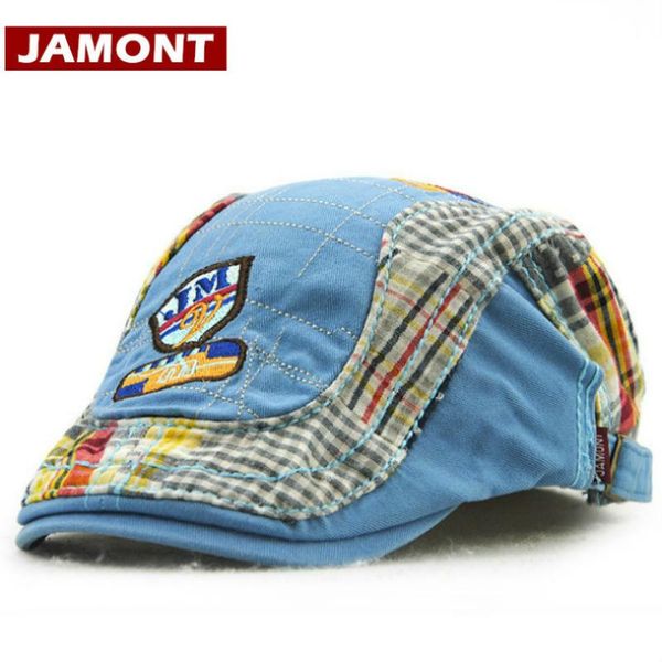 

джамонт] мода весна осень мальчики cap детские береты hat мальчик козырьки джентльмены стиль пэчворк вс hat регулируемый casquette, Blue;gray