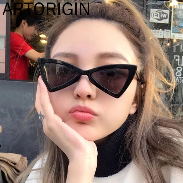 

sunglasses red cat eye women 14 colors uv400 personality triangle female sun glasses metal hinge lunette oculos feminino, White;black
