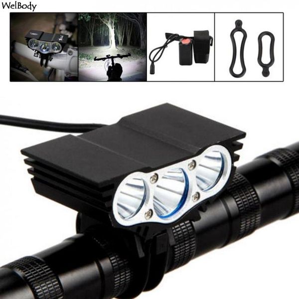 

bike lights waterproof light 3xt6 led front bicycle headlight 4 modes safety night cycling lamp+rechargeable battery pack+charger