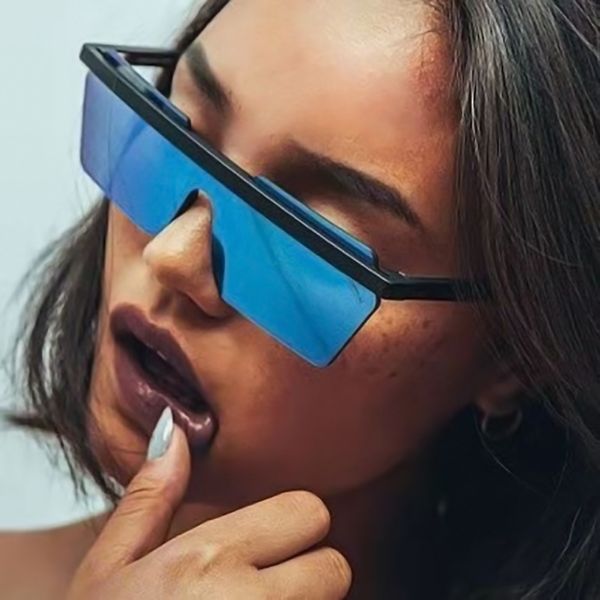 

2020 new fashion trend sunglasses ladies one-piece sunglasses classic retro square frame, White;black