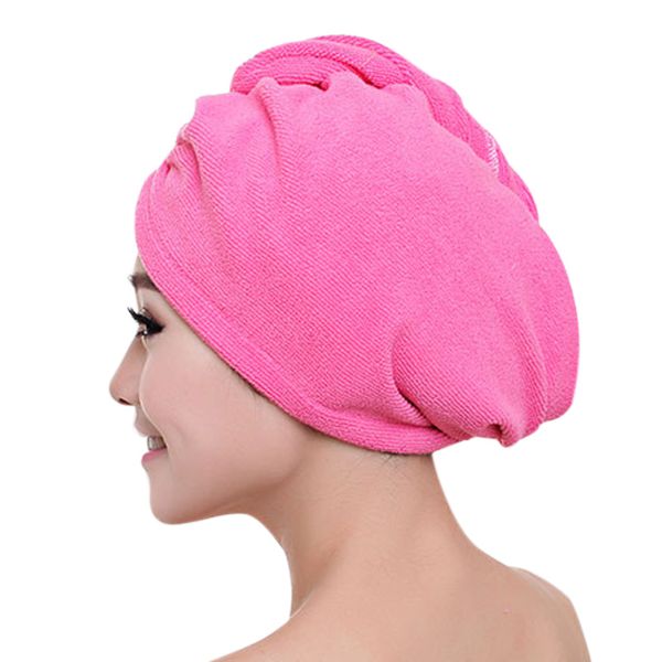 

fashion women quickly dry hair hat microfiber solid color girls ladies shower cap strong water absorb drying towel ti99