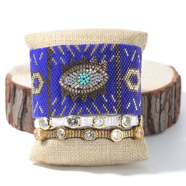 

charm bracelets rttooas turkish lucky evil eye women blue miyuki bracelet pulseras mujer moda 2021 handmade fashion jewely, Golden;silver