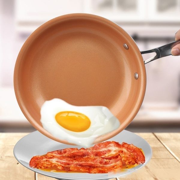 

8/10/12 inch non-stick skillet copper frying pan with ceramic coating induction cooking frying pan oven dishwasher safe saucepan t200523