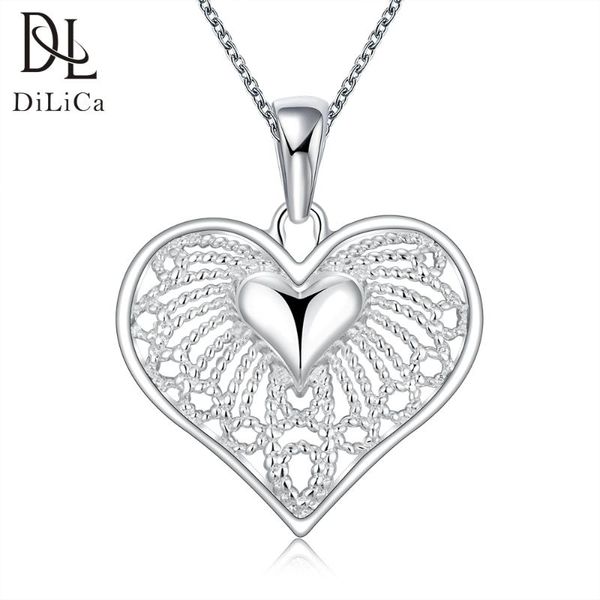 

pendant necklaces dilica elegant women's necklace silver plated heart necklaces&pendants fashion ladies chain jewelry
