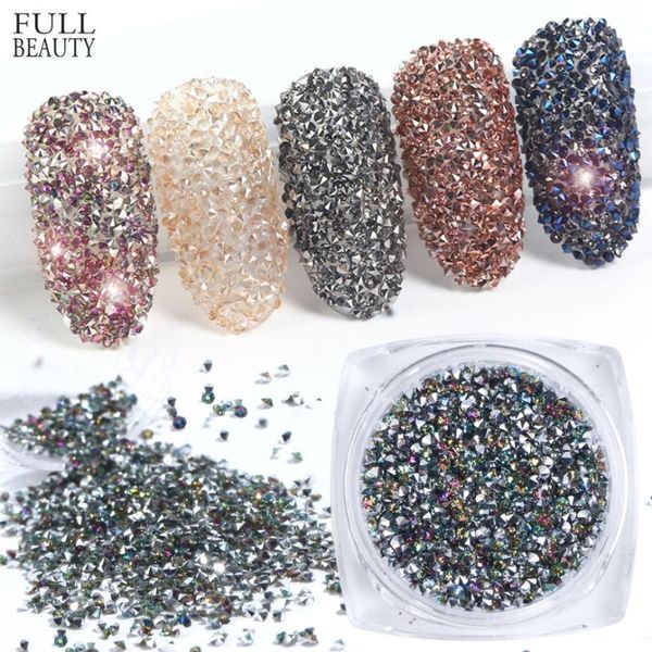 

1.2mm zircon nail rhinestone crystal glass micro glitter 3d decorations rainbow white ab polish nail art manicure charms ch757-1, Silver;gold