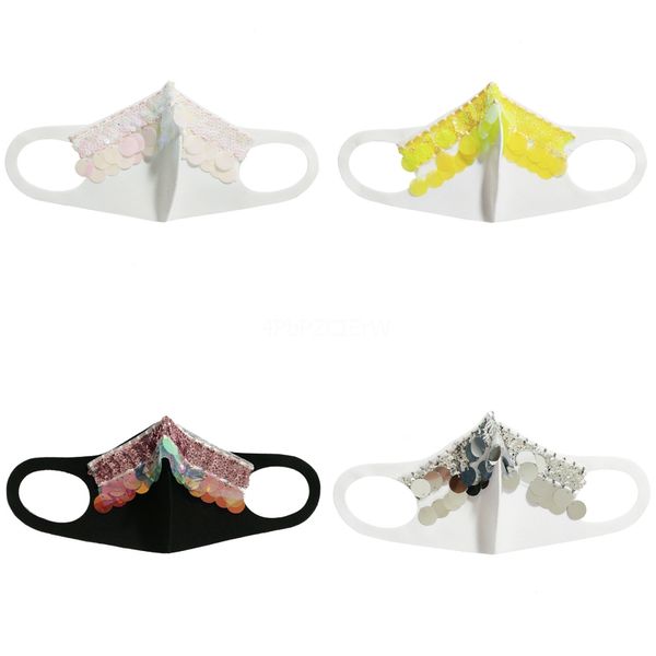 

new magic sequins fashion face masks bling bling sequin washable soft cotton inside for women party masks face masks#640, Black