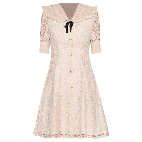 

short sleeve lace dress perspective stitching flounced mesh lace waistband show slim celebrity small fragrance bow dress tjlzv, Black;gray