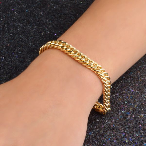 

full side gold-plated bracelet figaro chain men's and women's hip-hop fashion accessories for gifts, social gatherings and concert, Black