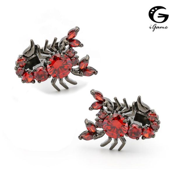 

igame scorpion cufflinks 2 colors option cool vintage luxury handmade crystal design quality brass cuff links, Silver;golden