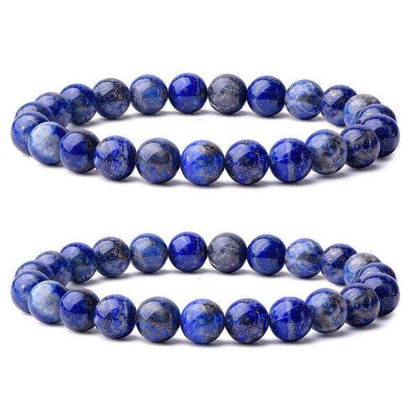 

Imixlot Chakra Beaded Bracelet Men Natural 8mm Gorgeous Lapis Lazuli Healing Crystal Stretch Beaded Unisex Bracelet JBA0665, Golden;silver