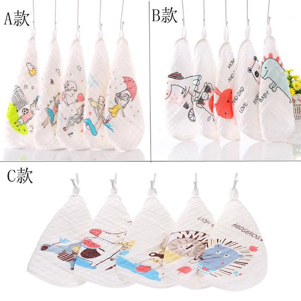 

table napkin 5 pcs baby small square hand towel / feeding soft cotton cloth yellow letters pattern installed size 30x30cm#1206y30