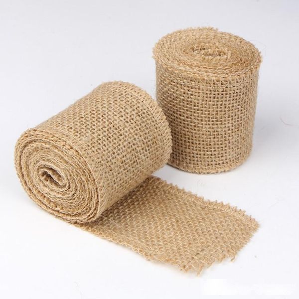 

wholesale-2m home decoration natural linen wedding party burlap wreath jute burlap ribbon lace craft gift wrap rustic fabric supplies