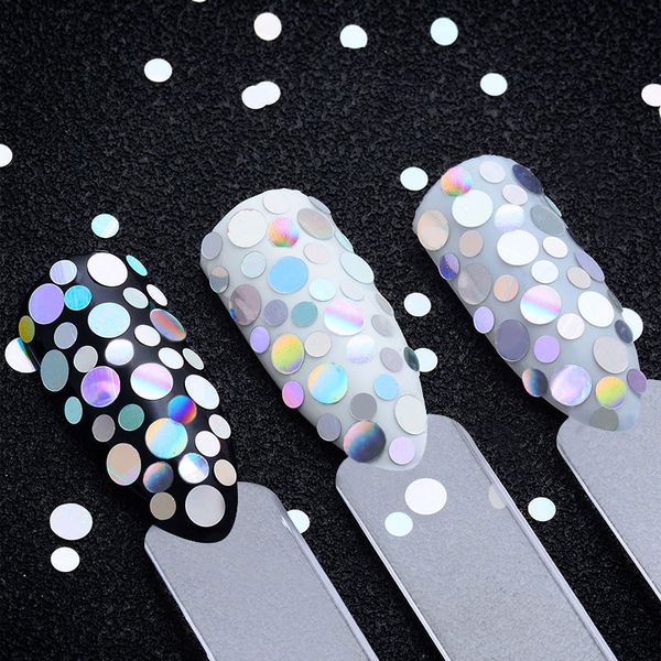 

nail glitter 1 jar holographic silver gold sequins flakies mixed size round paillette 1mm 2mm colorful decorations