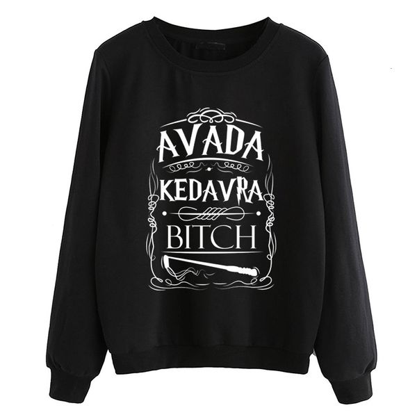 

hipster fleece pullovers women tracksuits dropship hip hop lady casual o-neck hoodies avada kedavra bitch sweatshirt 2020 autumn, Black